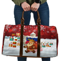 Liechtenstein Christmas Travel Bag with Santa Claus Castle Snowflakes and National Flag - Wonder Print Shop