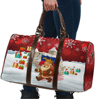 Liechtenstein Christmas Travel Bag with Santa Claus Castle Snowflakes and National Flag - Wonder Print Shop