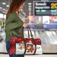 Liechtenstein Christmas Travel Bag with Santa Claus Castle Snowflakes and National Flag - Wonder Print Shop