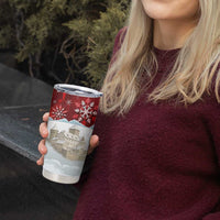 Liechtenstein Christmas Tumbler Cup with Santa Claus Castle Snowflakes and National Flag - Wonder Print Shop