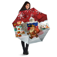 Liechtenstein Christmas Umbrella with Santa Claus Castle Snowflakes and National Flag - Wonder Print Shop