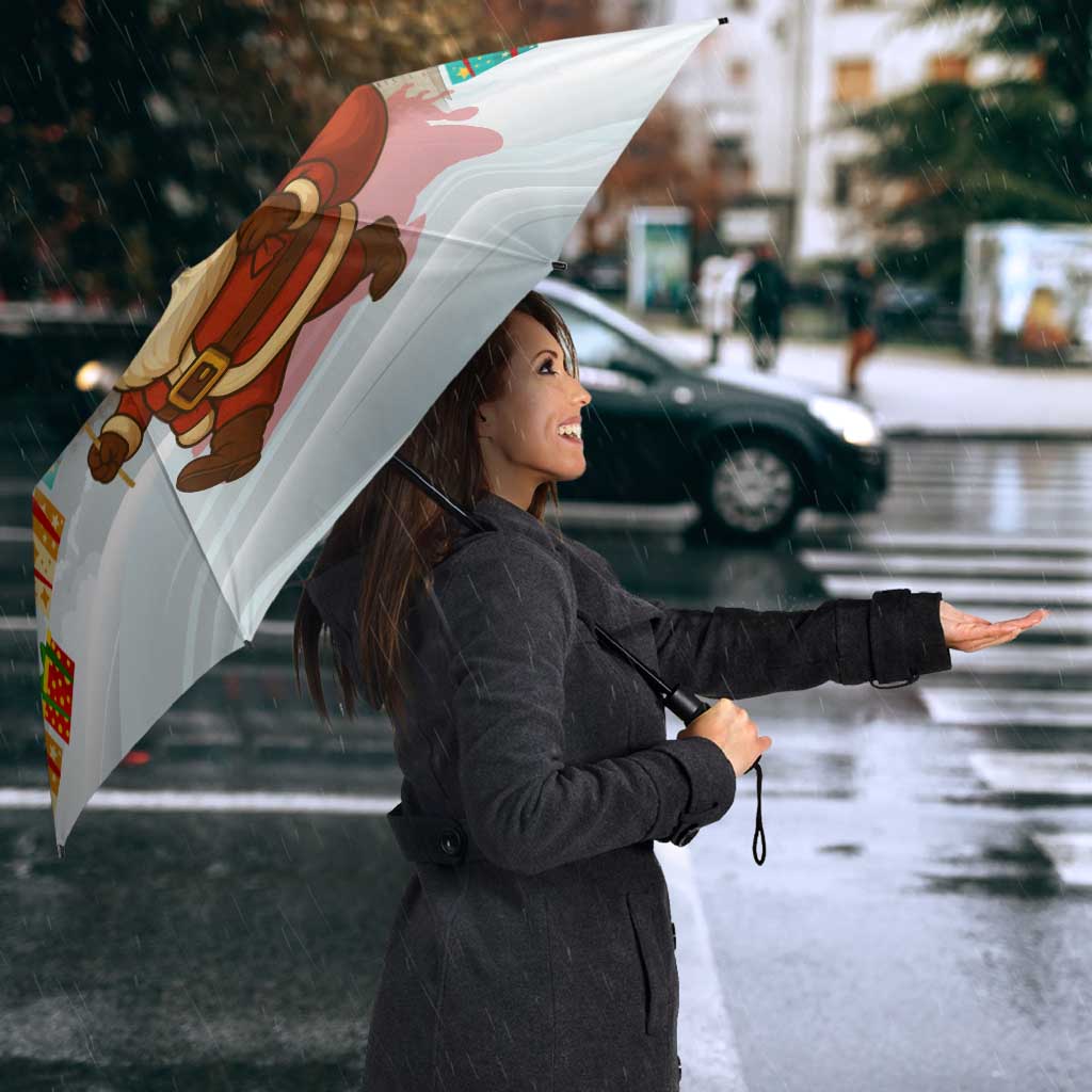 Liechtenstein Christmas Umbrella with Santa Claus Castle Snowflakes and National Flag - Wonder Print Shop