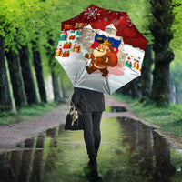 Liechtenstein Christmas Umbrella with Santa Claus Castle Snowflakes and National Flag - Wonder Print Shop