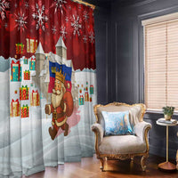 Liechtenstein Christmas Window Curtain with Santa Claus Castle Snowflakes and National Flag - Wonder Print Shop