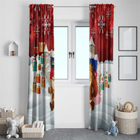 Liechtenstein Christmas Window Curtain with Santa Claus Castle Snowflakes and National Flag - Wonder Print Shop