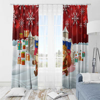 Liechtenstein Christmas Window Curtain with Santa Claus Castle Snowflakes and National Flag - Wonder Print Shop