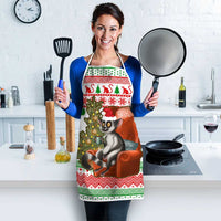 Madagascar Christmas Apron with Lemur Santa Hat Holiday Tree and Festive Pattern - Wonder Print Shop