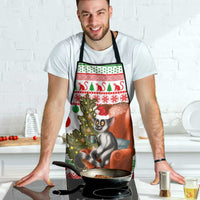 Madagascar Christmas Apron with Lemur Santa Hat Holiday Tree and Festive Pattern - Wonder Print Shop
