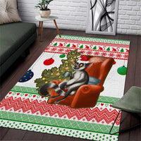 Madagascar Christmas Area Rug with Lemur Santa Hat Holiday Tree and Festive Pattern - Wonder Print Shop