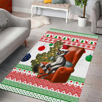 Madagascar Christmas Area Rug with Lemur Santa Hat Holiday Tree and Festive Pattern - Wonder Print Shop