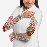 Madagascar Christmas Arm Sleeves with Lemur Santa Hat Holiday Tree and Festive Pattern - Wonder Print Shop