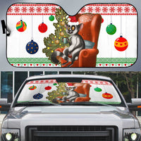 Madagascar Christmas Auto Sun Shade with Lemur Santa Hat Holiday Tree and Festive Pattern - Wonder Print Shop