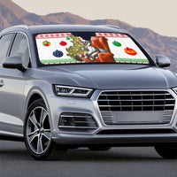 Madagascar Christmas Auto Sun Shade with Lemur Santa Hat Holiday Tree and Festive Pattern - Wonder Print Shop