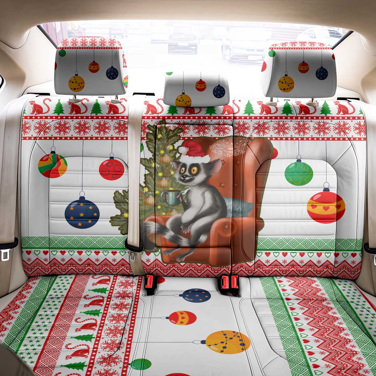 Madagascar Christmas Back Car Seat Cover with Lemur Santa Hat Holiday Tree and Festive Pattern - Wonder Print Shop