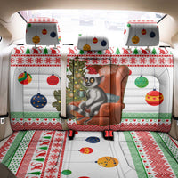 Madagascar Christmas Back Car Seat Cover with Lemur Santa Hat Holiday Tree and Festive Pattern - Wonder Print Shop