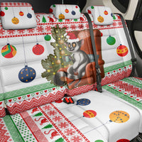 Madagascar Christmas Back Car Seat Cover with Lemur Santa Hat Holiday Tree and Festive Pattern - Wonder Print Shop