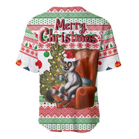 Madagascar Christmas Baseball Jersey with Lemur Santa Hat Holiday Tree and Festive Pattern - Wonder Print Shop