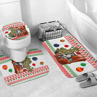 Madagascar Christmas Bathroom Set with Lemur Santa Hat Holiday Tree and Festive Pattern - Wonder Print Shop