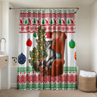 Madagascar Christmas Bathroom Set with Lemur Santa Hat Holiday Tree and Festive Pattern - Wonder Print Shop