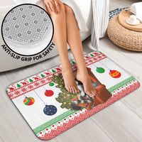 Madagascar Christmas Bathroom Set with Lemur Santa Hat Holiday Tree and Festive Pattern - Wonder Print Shop