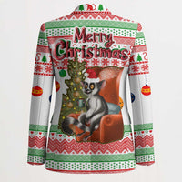 Madagascar Christmas Blazer with Lemur Santa Hat Holiday Tree and Festive Pattern - Wonder Print Shop