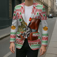 Madagascar Christmas Blazer with Lemur Santa Hat Holiday Tree and Festive Pattern - Wonder Print Shop