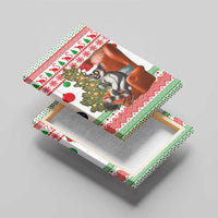Madagascar Christmas Canvas Wall Art with Lemur Santa Hat Holiday Tree and Festive Pattern - Wonder Print Shop
