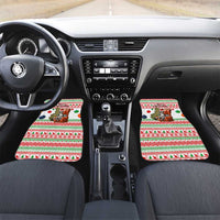 Madagascar Christmas Car Mats with Lemur Santa Hat Holiday Tree and Festive Pattern - Wonder Print Shop