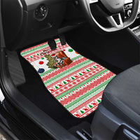 Madagascar Christmas Car Mats with Lemur Santa Hat Holiday Tree and Festive Pattern - Wonder Print Shop