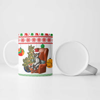 Madagascar Christmas Ceramic Mug with Lemur Santa Hat Holiday Tree and Festive Pattern - Wonder Print Shop