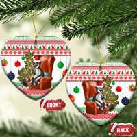 Madagascar Christmas Ceramic Ornament with Lemur Santa Hat Holiday Tree and Festive Pattern - Wonder Print Shop