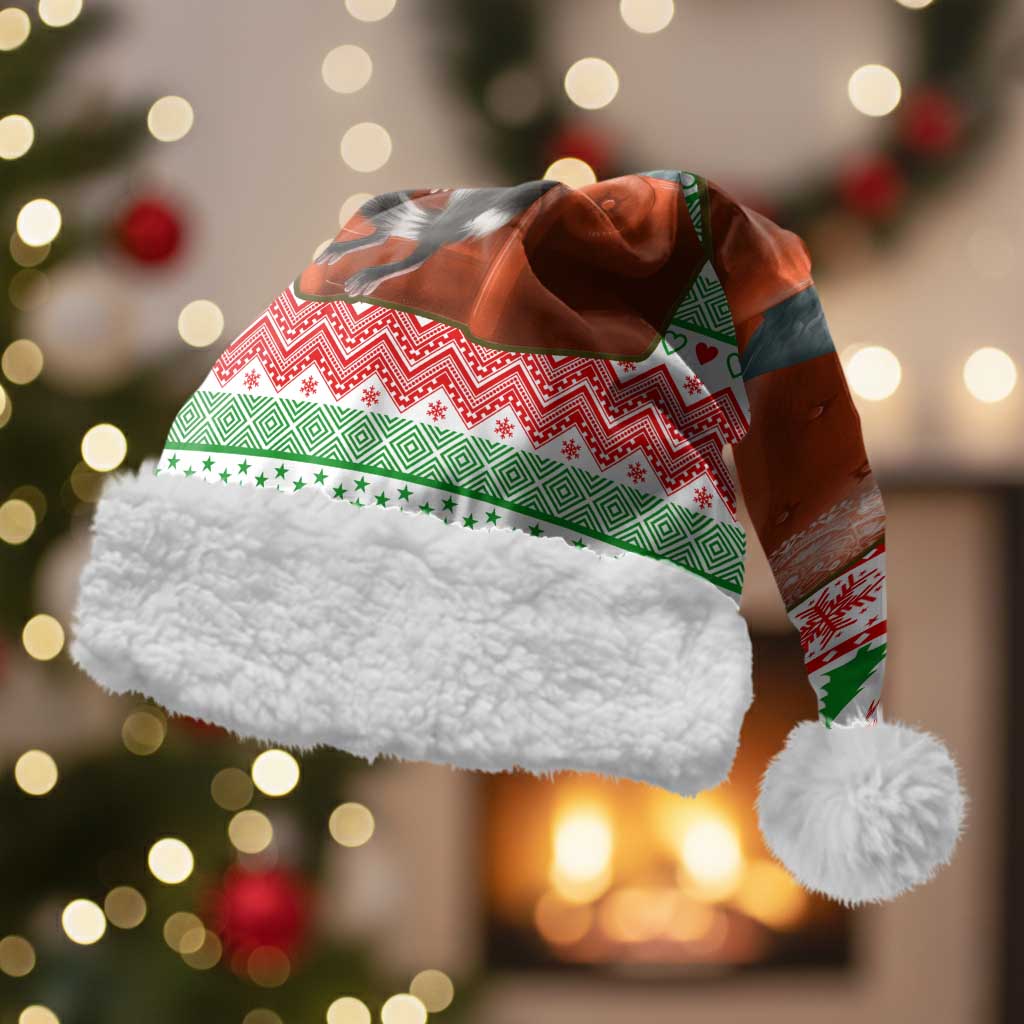 Madagascar Christmas Santa Hat with Lemur Santa Hat Holiday Tree and Festive Pattern - Wonder Print Shop