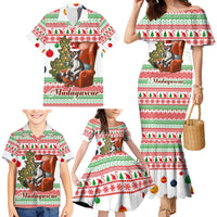 Madagascar Christmas Family Matching Mermaid Dress and Hawaiian Shirt with Lemur Santa Hat Holiday Tree and Festive Pattern - Wonder Print Shop