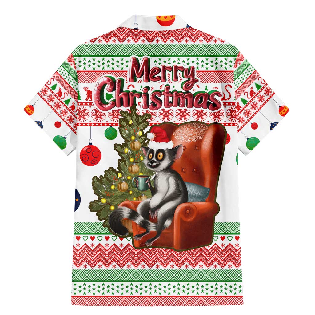 Madagascar Christmas Family Matching Mermaid Dress and Hawaiian Shirt with Lemur Santa Hat Holiday Tree and Festive Pattern - Wonder Print Shop