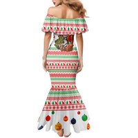 Madagascar Christmas Family Matching Mermaid Dress and Hawaiian Shirt with Lemur Santa Hat Holiday Tree and Festive Pattern - Wonder Print Shop
