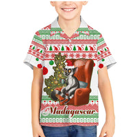 Madagascar Christmas Family Matching Mermaid Dress and Hawaiian Shirt with Lemur Santa Hat Holiday Tree and Festive Pattern - Wonder Print Shop