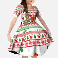 Madagascar Christmas Family Matching Off The Shoulder Long Sleeve Dress and Hawaiian Shirt with Lemur Santa Hat Holiday Tree and Festive Pattern - Wonder Print Shop