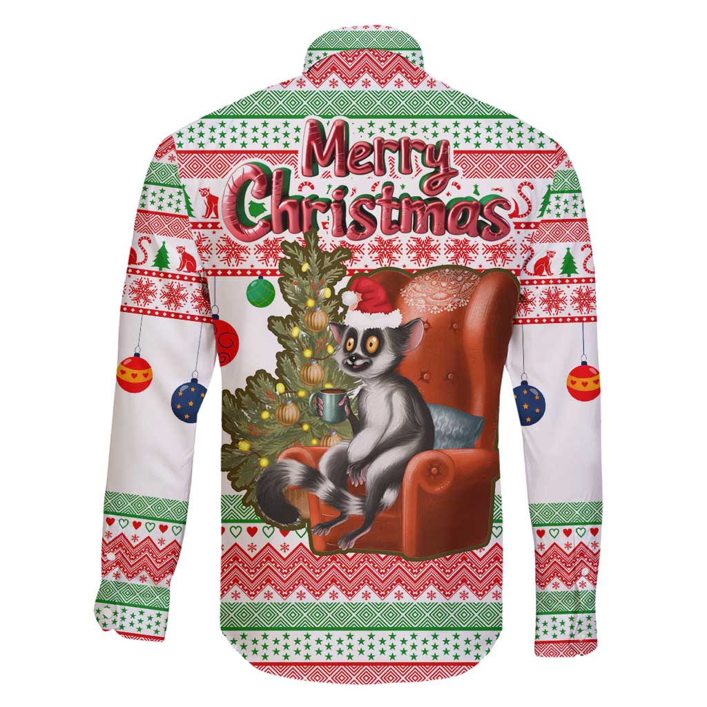 Madagascar Christmas Family Matching Off Shoulder Maxi Dress and Hawaiian Shirt with Lemur Santa Hat Holiday Tree and Festive Pattern - Wonder Print Shop