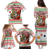 Madagascar Christmas Family Matching Puletasi and Hawaiian Shirt with Lemur Santa Hat Holiday Tree and Festive Pattern - Wonder Print Shop