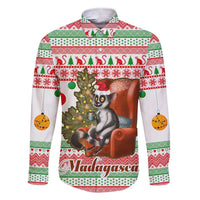 Madagascar Christmas Family Matching Short Sleeve Bodycon Dress and Hawaiian Shirt with Lemur Santa Hat Holiday Tree and Festive Pattern - Wonder Print Shop