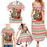 Madagascar Christmas Family Matching Summer Maxi Dress and Hawaiian Shirt with Lemur Santa Hat Holiday Tree and Festive Pattern - Wonder Print Shop