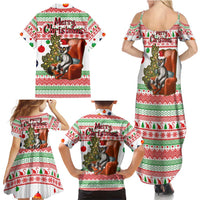 Madagascar Christmas Family Matching Summer Maxi Dress and Hawaiian Shirt with Lemur Santa Hat Holiday Tree and Festive Pattern - Wonder Print Shop