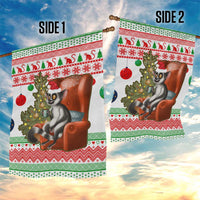 Madagascar Christmas Garden Flag with Lemur Santa Hat Holiday Tree and Festive Pattern - Wonder Print Shop