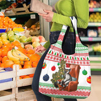 Madagascar Christmas Grocery Bag with Lemur Santa Hat Holiday Tree and Festive Pattern - Wonder Print Shop
