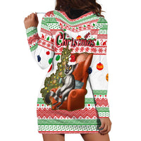 Madagascar Christmas Hoodie Dress with Lemur Santa Hat Holiday Tree and Festive Pattern - Wonder Print Shop