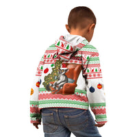 Madagascar Christmas Kid Hoodie with Lemur Santa Hat Holiday Tree and Festive Pattern - Wonder Print Shop