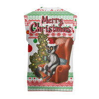 Madagascar Christmas Knitted V-Neck Vest with Lemur Santa Hat Holiday Tree and Festive Pattern - Wonder Print Shop