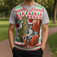Madagascar Christmas Knitted V-Neck Vest with Lemur Santa Hat Holiday Tree and Festive Pattern - Wonder Print Shop