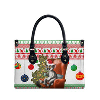 Madagascar Christmas Leather Bag with Lemur Santa Hat Holiday Tree and Festive Pattern - Wonder Print Shop