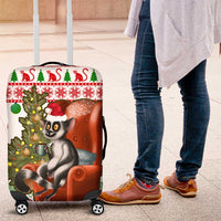 Madagascar Christmas Luggage Cover with Lemur Santa Hat Holiday Tree and Festive Pattern - Wonder Print Shop